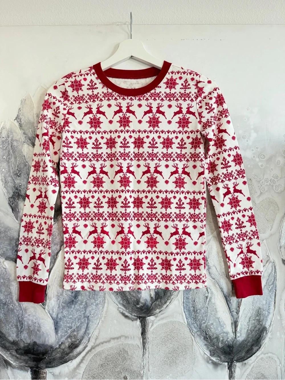 Pottery Barn Teen Red and White Reindeer Fair Isle Pajama Set